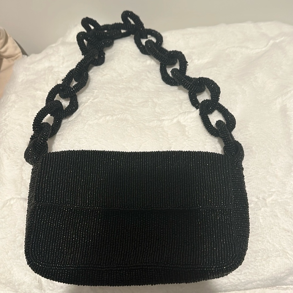 Black beaded Anthropologie bag